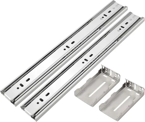 Miniatura 11 de Gobrico Diapositivas de cajón de rodamiento de bolas de cierre suave de 18 pulgadas con soportes, montaje lateral, extensión completa, correderas