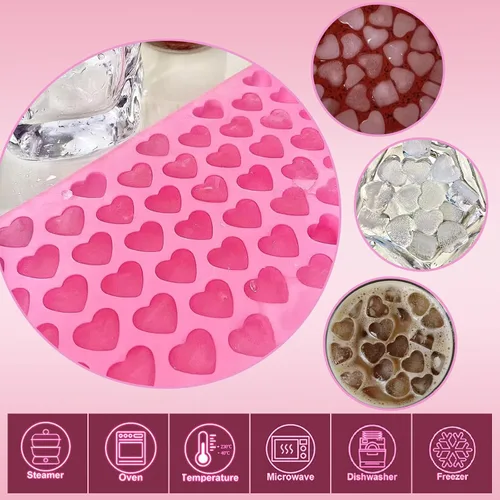 Miniatura 4 de 2 moldes de silicona con forma de corazón, moldes de gomitas, silicona antiadherente de grado alimenticio, para hornear caramelos de chocolate
