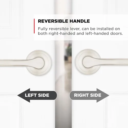 Miniatura 5 de Kwikset Henley - Manija de puerta de paso interior, manija para puertas de armario y pasillo, manija reversible sin bloqueo, níquel satinado