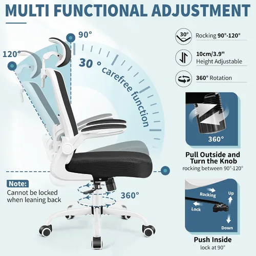Miniatura 6 de FelixKing Silla de oficina, Silla de escritorio con soporte lumbar ajustable, Silla de computadora ergonómica con respaldo alto y apoyabrazos, Silla