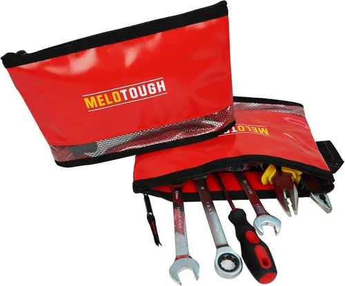 Miniatura 4 de MELOTOUGH Material impermeable 12 pulgadas bolsa de herramientas con cremallera paquete de 2, bolsa de herramientas multiusos para herramientas