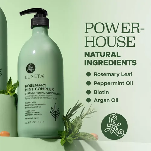 Miniatura 2 de Luseta Acondicionador fortalecedor de menta y romero hidratante y nutritivo para engrosar el cabello dañado, desenreda mechones y añade brillo