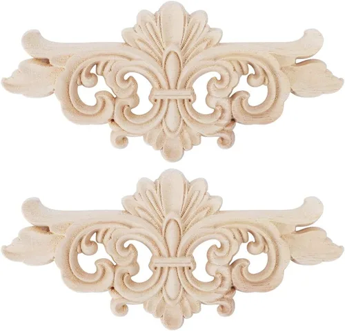 TITA-DONG 2 piezas de apliques tallados con flores, decoración de muebles, decoración de muebles, decoración de madera, floral, esquina, accesorios