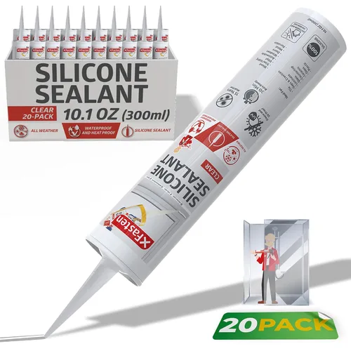 Miniatura 16 de XFasten Cartucho de sellador de silicona negro impermeable, 10.1 onzas (paquete de 4) cartucho de sellador adhesivo de silicona negro para caravana