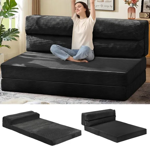 Miniatura 14 de JUIKURY Sofá cama plegable, silla cama convertible con almohada, colchón plegable, sofá cama de dos en uno, sofá cama extraíble portátil, silla cama