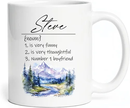 Miniatura 16 de Taza de cerámica blanca con monograma de letra inicial personalizada, alfabeto floral, nombre personalizado y inicial A-Z, taza de café de 11 onzas