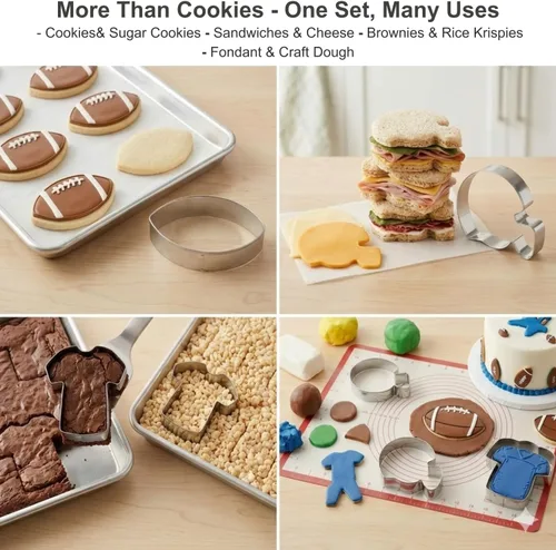 Miniatura 4 de LUBTOSMN Juego de 3 cortadores de galletas de fútbol, 3.5 pulgadas, casco de fútbol americano y camiseta Fondant Biscui Cutters