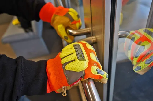Miniatura 4 de Ironclad Guantes de cuero aislantes corte A6; Guantes de trabajo de invierno, protección contra impactos TPR, lavables a máquina, alta visibilidad