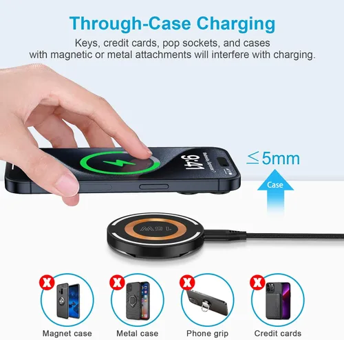 Miniatura 6 de Cargador inalámbrico Samsung S25 Ultra para cargador Magsafe/Samsung Galaxy S25/S24 Ultra, almohadilla de carga inalámbrica magnética rápida de 15 W