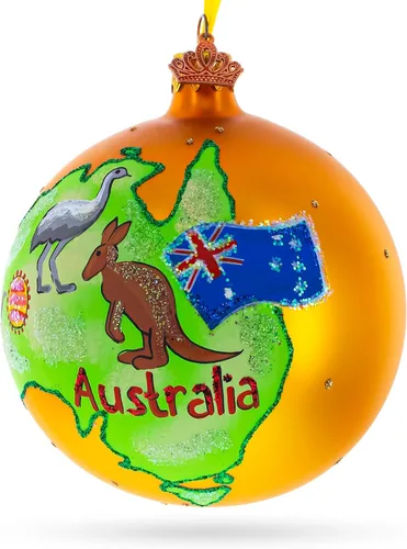 Miniatura 2 de Viaje a Australia bola de cristal adorno de Navidad 4 pulgadas