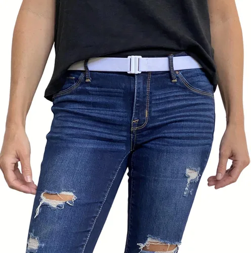 Miniatura 162 de Cinturón elástico ajustable – Cinturones para mujer, cinturón de cintura antideslizante, sin mostrar hebilla plana para mujer