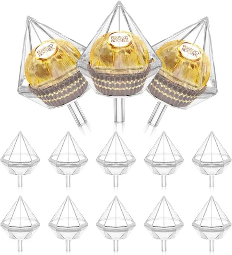 Miniatura 4 de Soporte de caja de chocolate transparente, 80 Uds., soporte de plástico para ramo de bolas de chocolate, soporte de embalaje de flores para fiesta