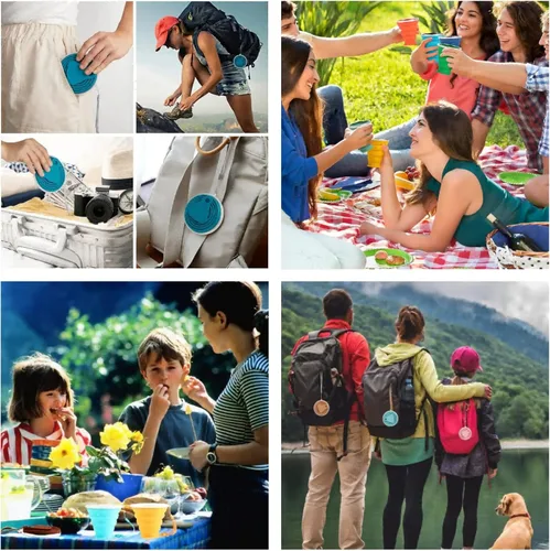 Miniatura 8 de Paquete de 4 tazas de viaje de 9.1 fl oz/9 oz de acero inoxidable de silicona retráctiles plegables tazas de café plegables telescópicas tazas