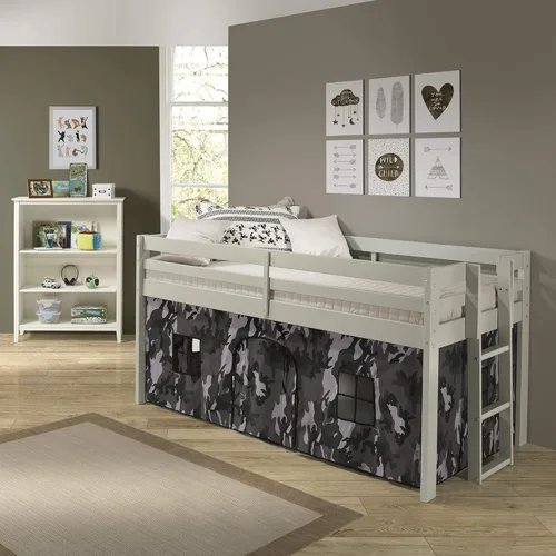 Miniatura 2 de Alaterre Furniture Jasper - Cama tipo loft junior individual, marco gris paloma y fondo de camuflaje gris