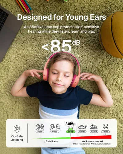 Miniatura 2 de Belkin SoundForm Mini con estuche - Auriculares inalámbricos Bluetooth para niños con vida útil de batería de 30H, límite de volumen seguro de 85dB