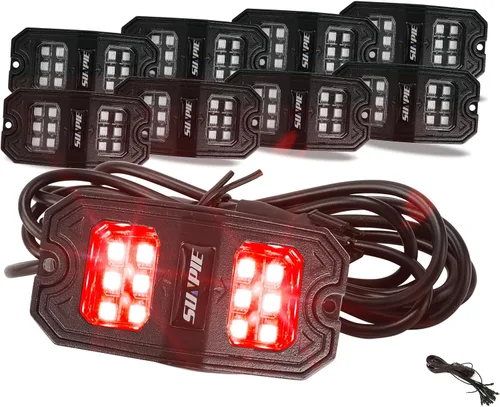 Miniatura 12 de SUNPIE 8 cápsulas de luz LED de roca ámbar de conexión rápida, 18 chips de ángulo amplio, cables de extensión de 4M para cada luz, almohadillas