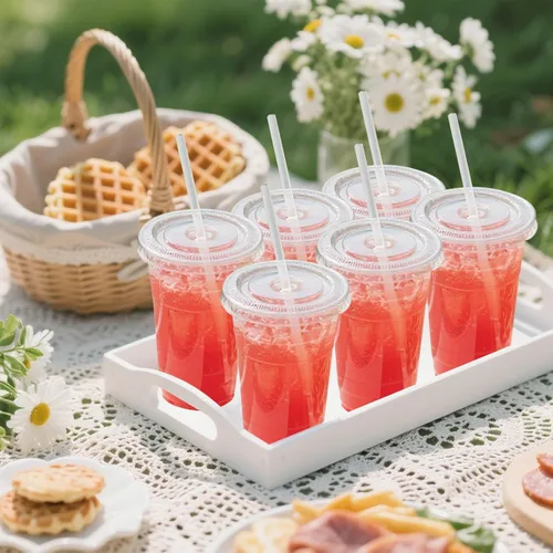 Miniatura 6 de 100 paquete de vasos de plástico transparente con tapas y sorbetes de 24 oz, libres de BPA y a prueba de fugas, vasos desechables compatibles