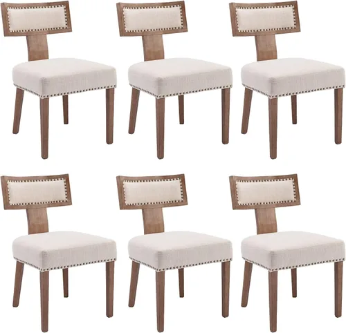Miniatura 13 de BESTANO Juego de 2 sillas de comedor de ratán, modernas sillas de comedor de madera negra de mediados de siglo, sillas de comedor tapizadas de tela