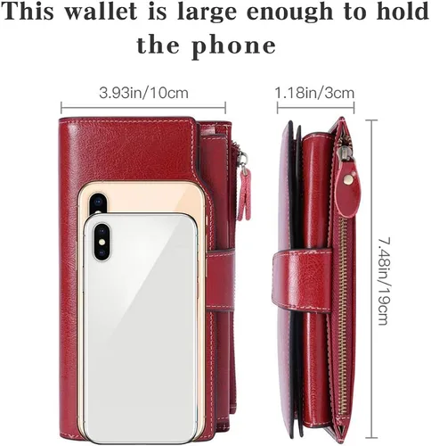 Miniatura 4 de SENDEFN - Cartera de cuero para mujer portatarjetas con bloqueo RFID monedero para mujer con cierre