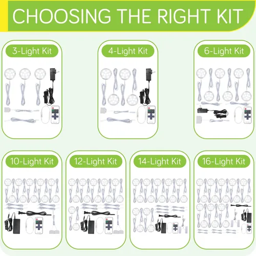 Miniatura 6 de Curio - Kit de luz para gabinete de exhibición, pequeñas luces LED redondas debajo del mostrador, adaptador de enchufe de pared de EE. UU. de 120 6