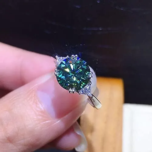 Miniatura 3 de Anillo brillante de diamantes completos de 3 quilates de corte redondo con circonita cúbica, anillo de compromiso para mujer, anillo de plata
