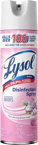 Lysol Spray desinfectante, sanitizante y antibacteriano, para desinfectar y desodorizar, aroma brisa de la mañana, 1 unidad de 19 fl oz cada uno