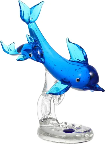 NOLITOY Figura de delfín de cristal, escultura animal de mar, estatua de pisapapeles azul para decoración de escritorio de oficina en casa