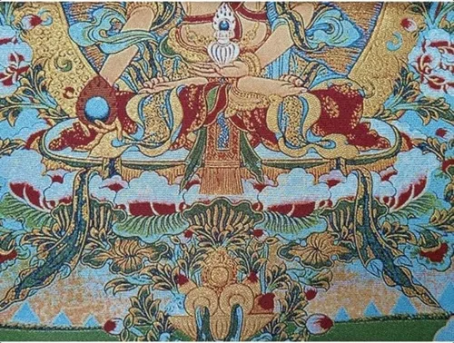 Miniatura 3 de GEEYOU Bordado de seda tibetano Thangka budismo Maitreya Bodhisattva Longevidad Buddha Tangka Yoga Budista Tapiz colgante de pared Arte de pared