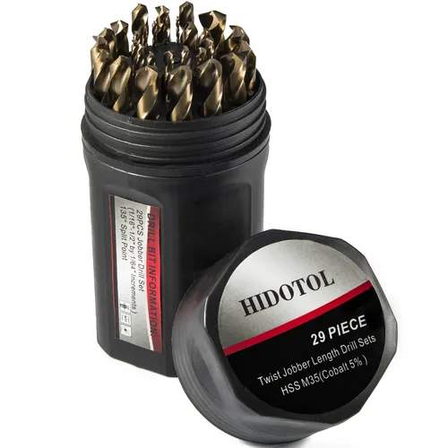 Miniatura 7 de HIDOTOL Juego de brocas de cobalto, 15 unidades + 6 piezas gratis, brocas M35 de alta velocidad para metal endurecido, acero inoxidable, hierro