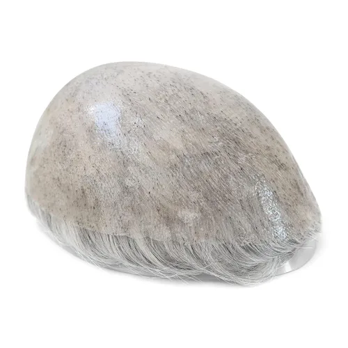 Miniatura 7 de HAIR NATURE Pelucas de cabello humano real para hombres, sistema de reemplazo de cabello tipo tupé de 0.005 in inyección de piel de polietileno #1B65