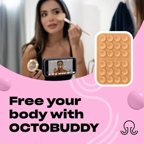 Miniatura 3 de OCTOBUDDY Classic MAX - Funda adhesiva de silicona con succión para teléfono - Manos libres, soporte de agarre fuerte para selfies y videos - Crema