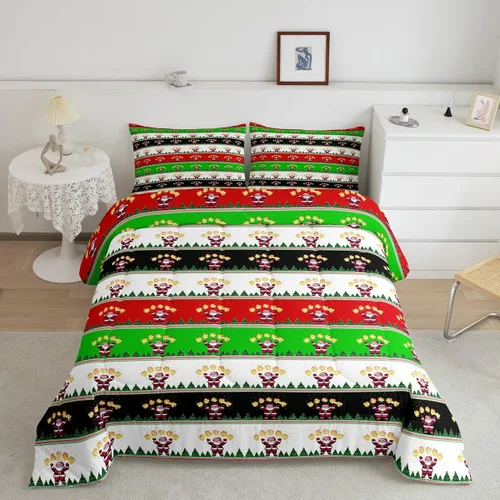 Miniatura 20 de Erosebridal Juego de edredón de Papá Noel tamaño matrimonial para niños y niñas, edredón de plumón de Feliz Navidad, juego de ropa de cama