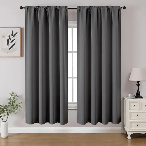 Miniatura 44 de CUCRAF - Cortinas opacas beige de 45 pulgadas, juego de 2 paneles con bolsillo para barra, cortinas para oscurecer dormitorios y sala de estar