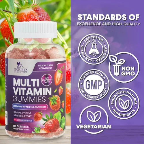 Miniatura 4 de Gomitas multivitamínicas para adultos – Gomitas multivitamínicas diarias para adultos con vitaminas A, C, D, B12 para mujeres y hombres, suplemento
