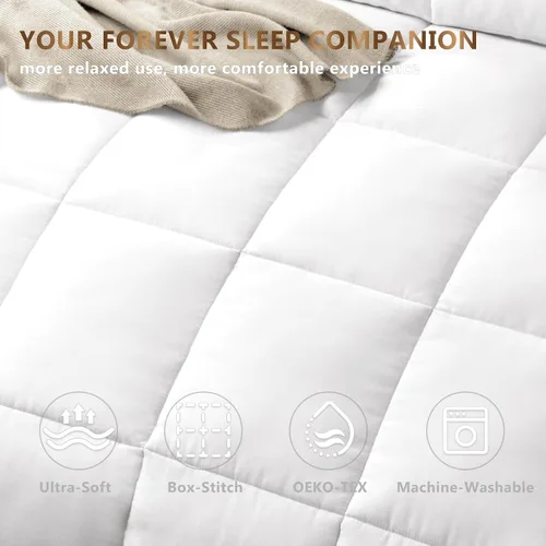 Miniatura 4 de ACCURATEX Relleno de edredón ligero tamaño Queen – Funda 100% algodón, relleno de plumón alternativo de verano de 7.86 oz/m², ultra suave