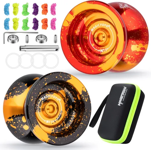 Miniatura 19 de MAGICYOYO Paquete de Regalo de 2 Yoyos - Yoyo Sensible K2 de Cristal y Yoyo Metálico No Sensible N11, Yoyo de Doble Propósito para Niños y Adultos