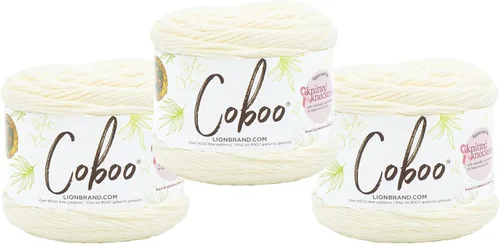 Lion Brand Yarn Coboo, hilo suave para tejer, hacer ganchillo y manualidades, Vanilla Blossom, paquete de 3 Flor de vainilla