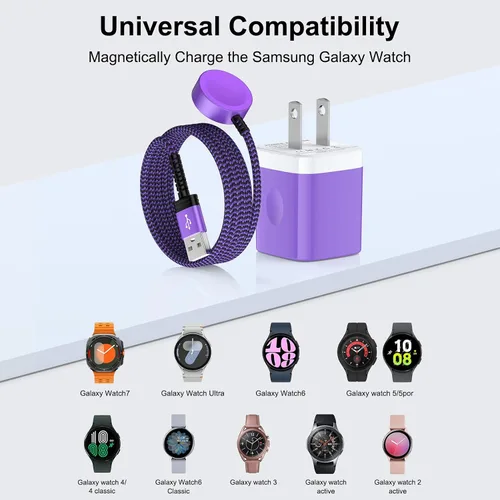 Miniatura 4 de Cable magnético de carga rápida compatible con Galaxy Watch 8/8 Classic/FE 7 Ultra/6/6 Classic/5 Pro/5/4/3/Active2,5 V 1A Adaptador de cargador