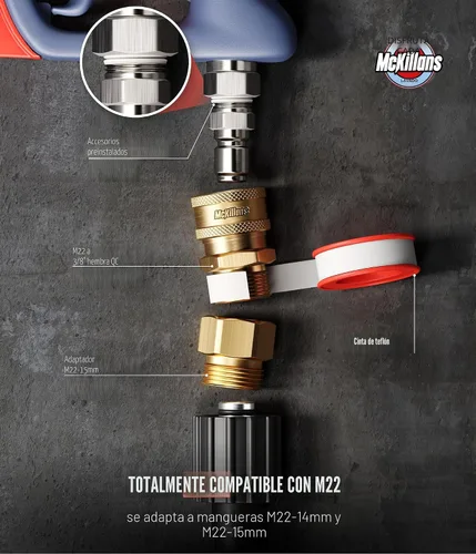 Miniatura 8 de McKillans® Swivel Gun Pro - Mango de agua giratorio de alta presión con enchufe macho de 3/8" y acoplador de conector rápido de 1/4" - Pistola