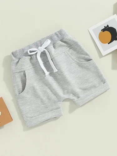 Miniatura 6 de Bagilaanoe Pantalones cortos de verano para bebé, pantalones cortos lisos, casuales, cintura elástica, pantalones cortos para correr