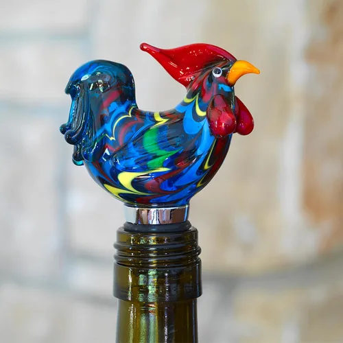 Miniatura 5 de Twine Rooster - Tapón para botella de vino, diseño de gallo, mantiene el vino fresco, vidrio, metal, multicolor, juego de 1