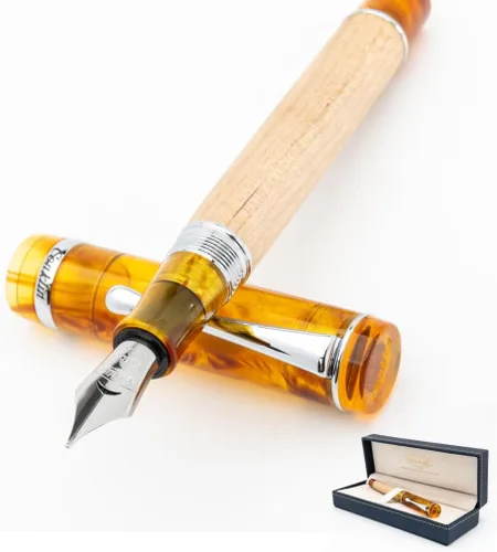 Miniatura 8 de Conklin Duragraph - Pluma estilográfica ámbar, punta media de oro macizo de 14 quilates, elegante herramienta de escritura con acabado ámbar cálido