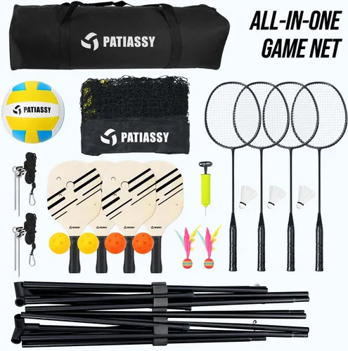 Miniatura 8 de Volleyball Badminton Pickleball 3-in-1 Combo Net Set, 5.1-7.4ft Adjustable Height Sports Nets for Backyards, Portable 17ft Outdoor Net with Carry