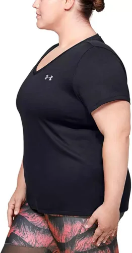 Miniatura 2 de Under Armour - Camiseta UA Tech de manga corta y cuello en V para mujer, unicolor