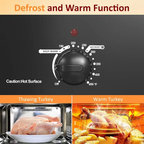 Miniatura 7 de Sunvivi Horno Eléctrico de 26 Cuartos con Tapa de Autohilvanado, Horno Eléctrico para Pavo con Bandeja Extraíble, Buffet de Asador de Pavo con Asas