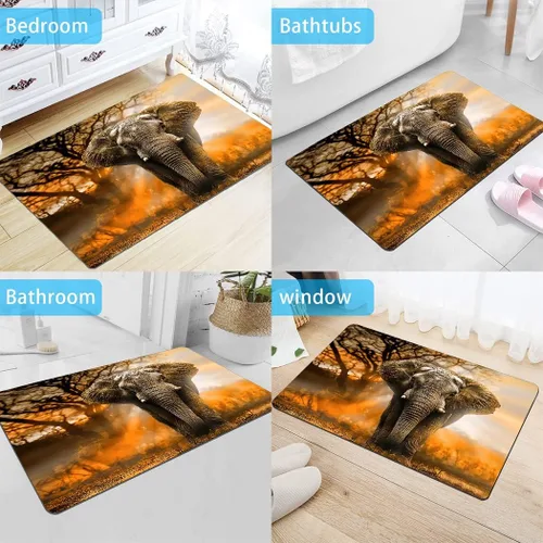 Miniatura 5 de Alfombra de baño de elefante africano naranja, antideslizante, lavable, para ducha, bañera, 17 x 24 pulgadas