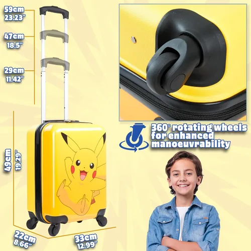 Miniatura 4 de Pokemon - Maleta para niños con ruedas, bolsa de equipaje para niños y niñas, bolsa de viaje con asa, maleta pequeña con ruedas, artículos