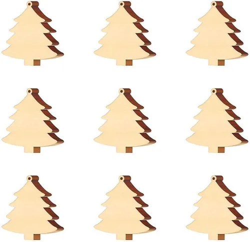 Miniatura 10 de 100 piezas de rebanadas de madera, adornos de madera de Navidad sin terminar, adornos colgantes, manualidades para arte, manualidades, decoración