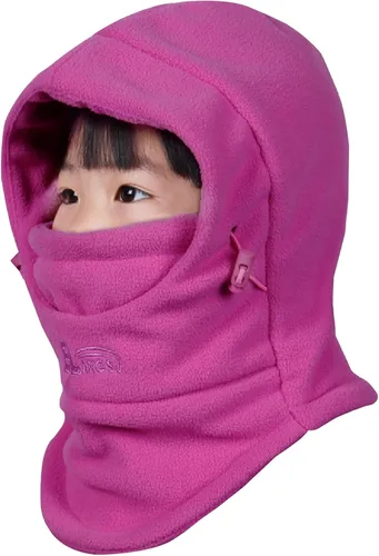 Miniatura 32 de Azarxis Gorro de niños con pasamontañas de forro polar para esquí, máscara facial de invierno, gorro ajustable con calentador doble para el cuello