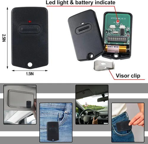 Miniatura 2 de Kingdder 4 unidades de control remoto de apertura de puerta compatible con Mighty Mule RB741 Control remoto de puerta compatible con GTO RB741/FM135